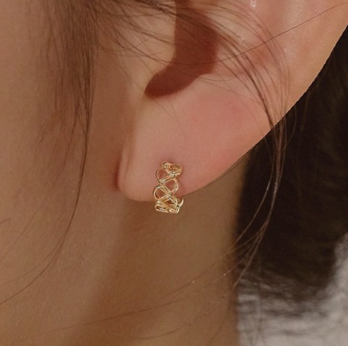 14k post 벨로 원터치 링 귀걸이