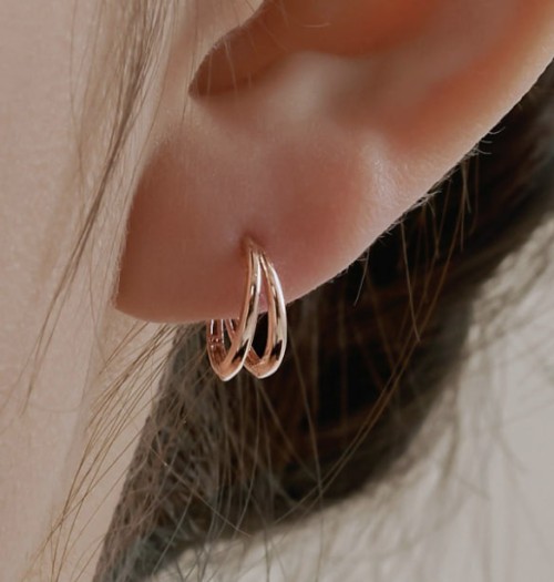 [강소라착용] 14k post 슬리브 원터치 링귀걸이