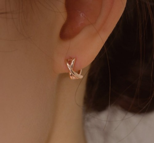 14k post 크로아 원터치 링 귀걸이