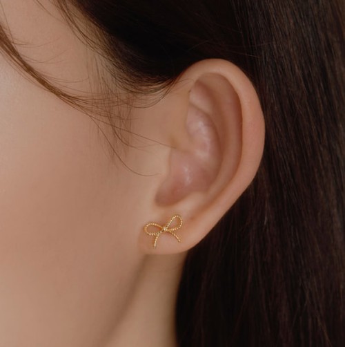 [엔믹스 규진착용] 14K post 도로시 리본 귀걸이