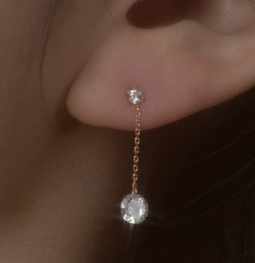 [연예인착용]14k 골드 셔링 드롭 데일리 귀걸이