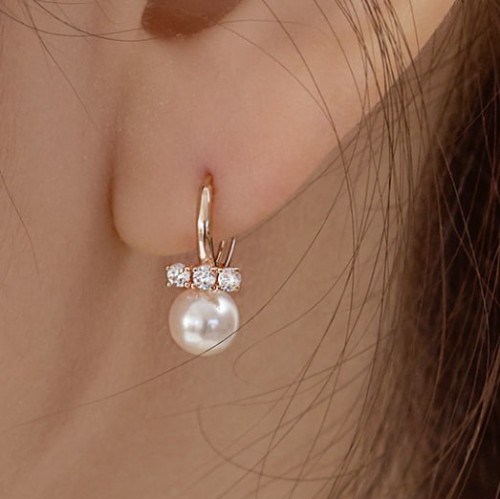 [한혜진착용] 14k post 델로 진주 원터치 링귀걸이