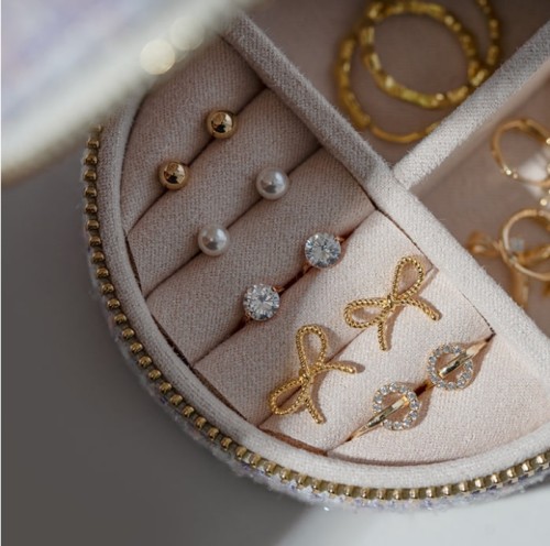 트위드 미니 라운드 주얼리 보석함