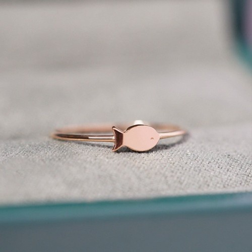 14k 베이직 행운의 물고기 반지